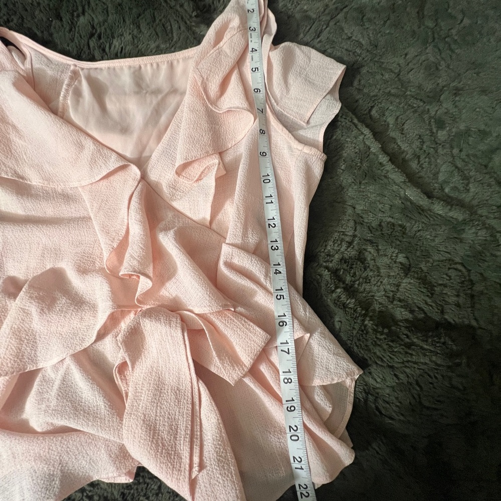 Max Studio London Blush Pink Ruffle Shirt Size L - Picture 5 of 8